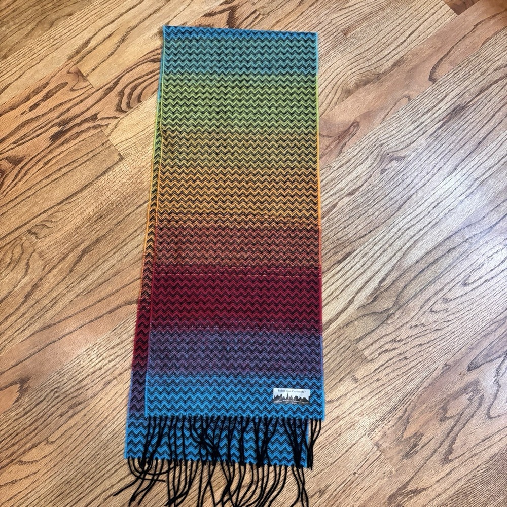 Softer Than Cashmere Manhattan Hat Co Chevron‎ Rainbow Scarf Fringe